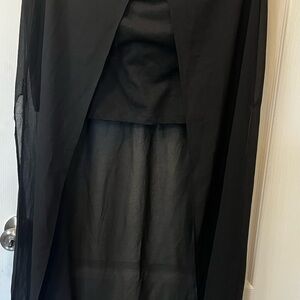 Bongo Black Sheer High Low Skirt Y2K Festival Goth Layered Skirt Large